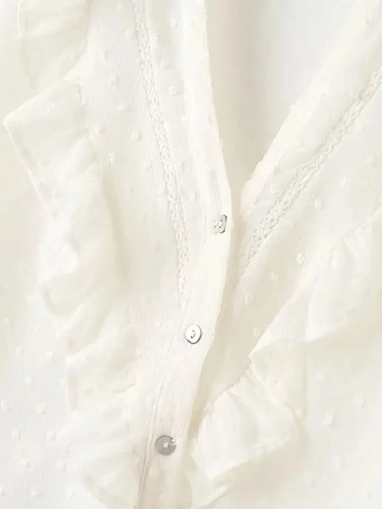 Blouses - 2025 Spring Summer Women French Fashion Chiffon Shirts Ruffle Design Single-breasted Vintage Blouses