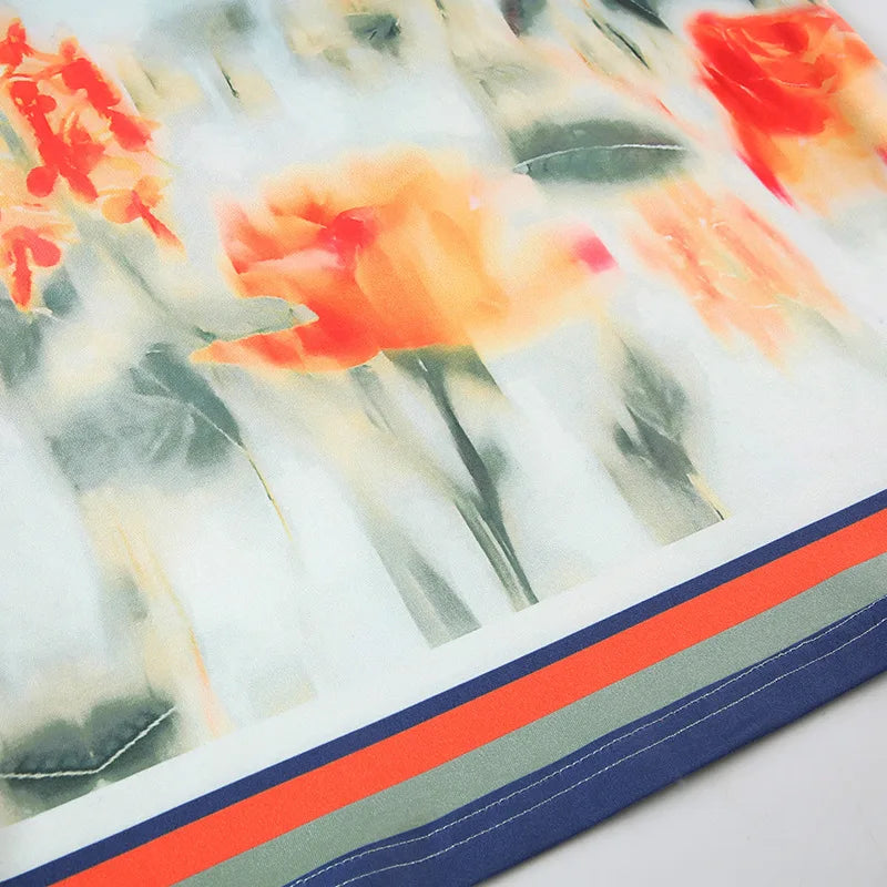 Skirt Sets - Print Floral Two Piece Sets Women Skirt Suit Spaghetti Strap Top Mini Skirt Sets Spring Slim Elegant Party Beachwear