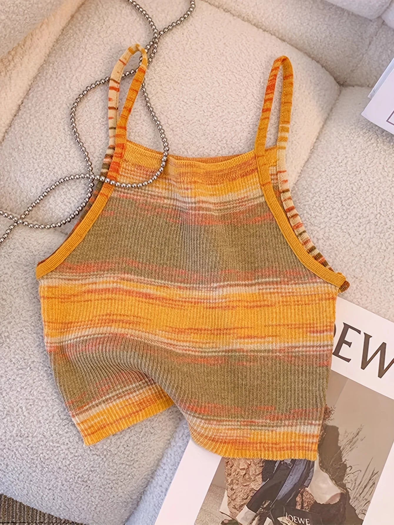 Knit Camis - 2024 Comfortable and Stylish Striped Ribbed Knit Cami Top for Women Sleeveless Square Neck Casual Top Rainbow Crop Top