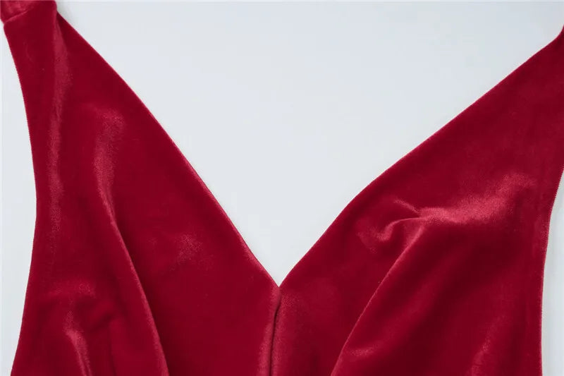 Elegant Dresses - Halter Backless Sexy Maxi Dress For Women Gown Fashion Lace-up Deep V Neck Sleeveless Bodycon Split Long Dress Elegant