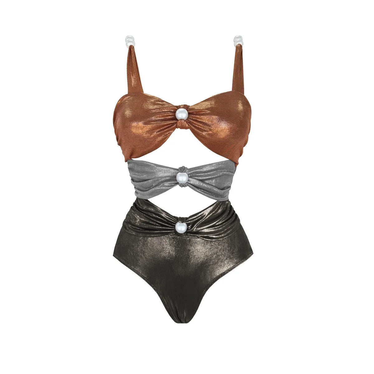 Metallic Swimwear - 2Pcs Hollow Swimsuit Women Sexy Swimwear 2025 New Bikini With Skirt Female Biquini Push Up Swim Suit Bodysuit Beachwear Cover Up