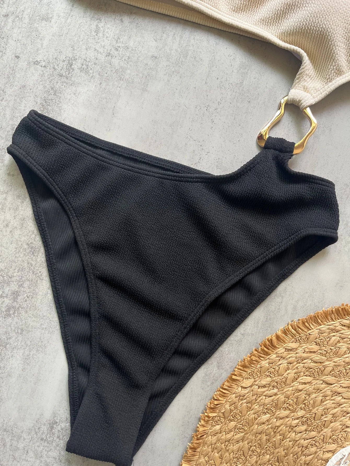 Swimwear - New Splicing Asymmetric One Shoulder One Piece Swimsuit Women Swimwear Female Metal Ring High Cut Bather Bathing Suit Swim