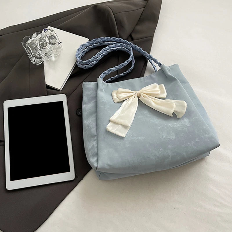 HandBags - Women's Shoulder Bag with Bows Versatile Casual Hand-held Tote Bag Women's Bag Simple Spacious Trendy Crossbody Bag Commuter Bag