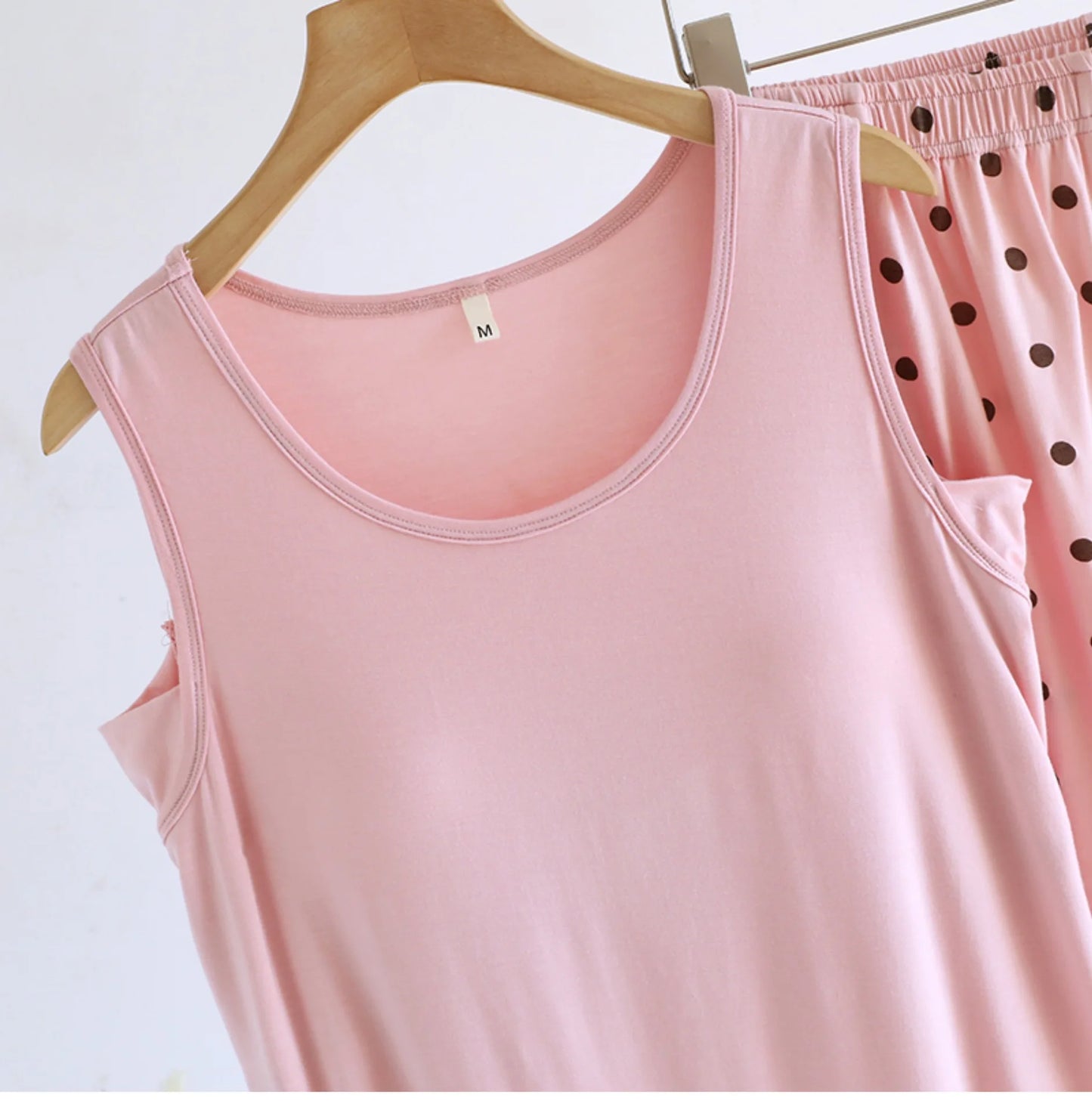 Pajamas - 2025 New Summer Women's Pajamas Set Sleeveless Short Pants Home Clothes Student Can Wear Out Sleepwear With Chest Cushion