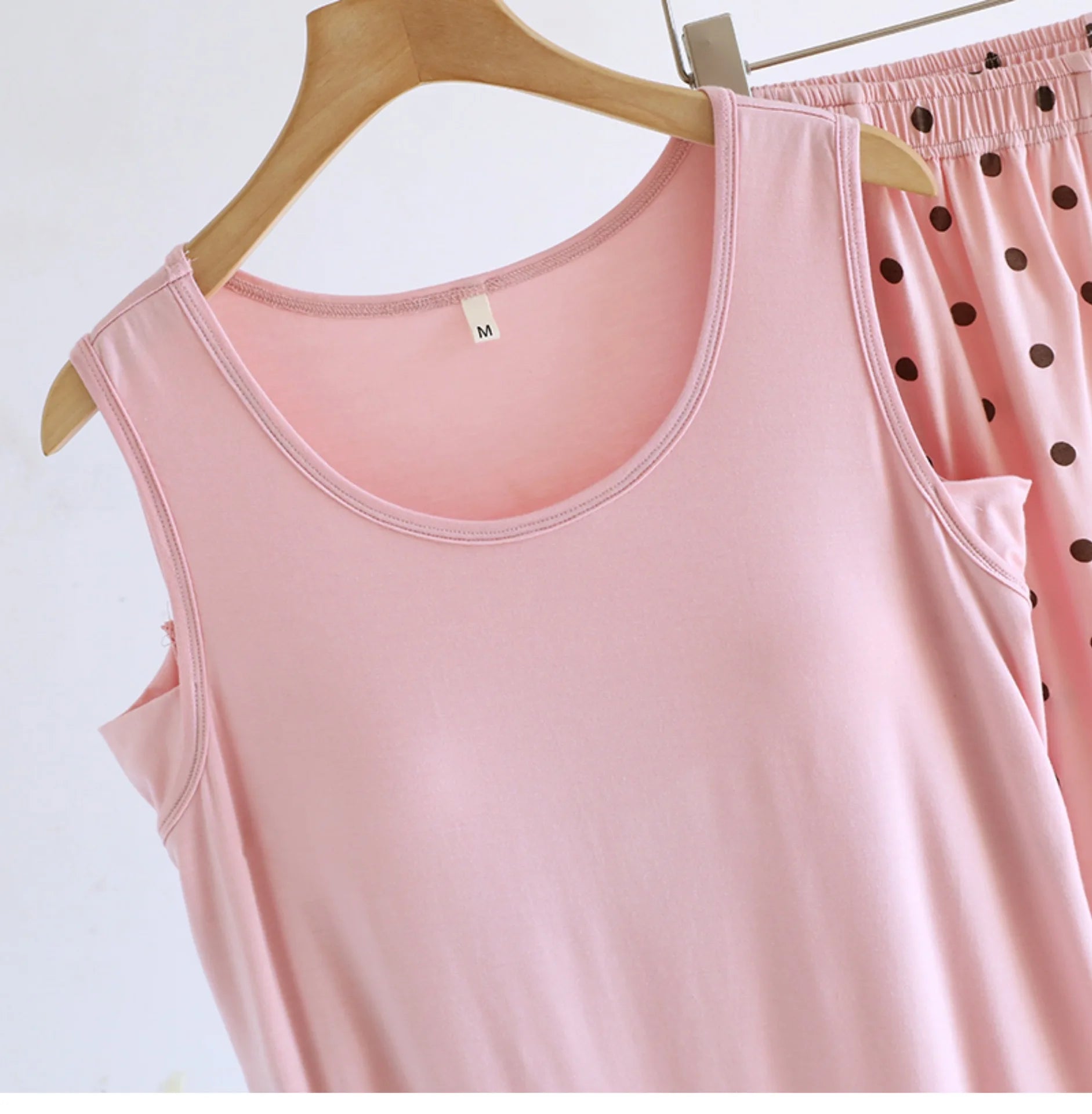 Pajamas - 2025 New Summer Women's Pajamas Set Sleeveless Short Pants Home Clothes Student Can Wear Out Sleepwear With Chest Cushion