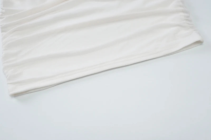 Halter Dresses - Mesh Strapless Backless Sexy Mini Dress For Women Robe Fashion Off-shoulder Sleeveless Ruched Bodycon Club Dress