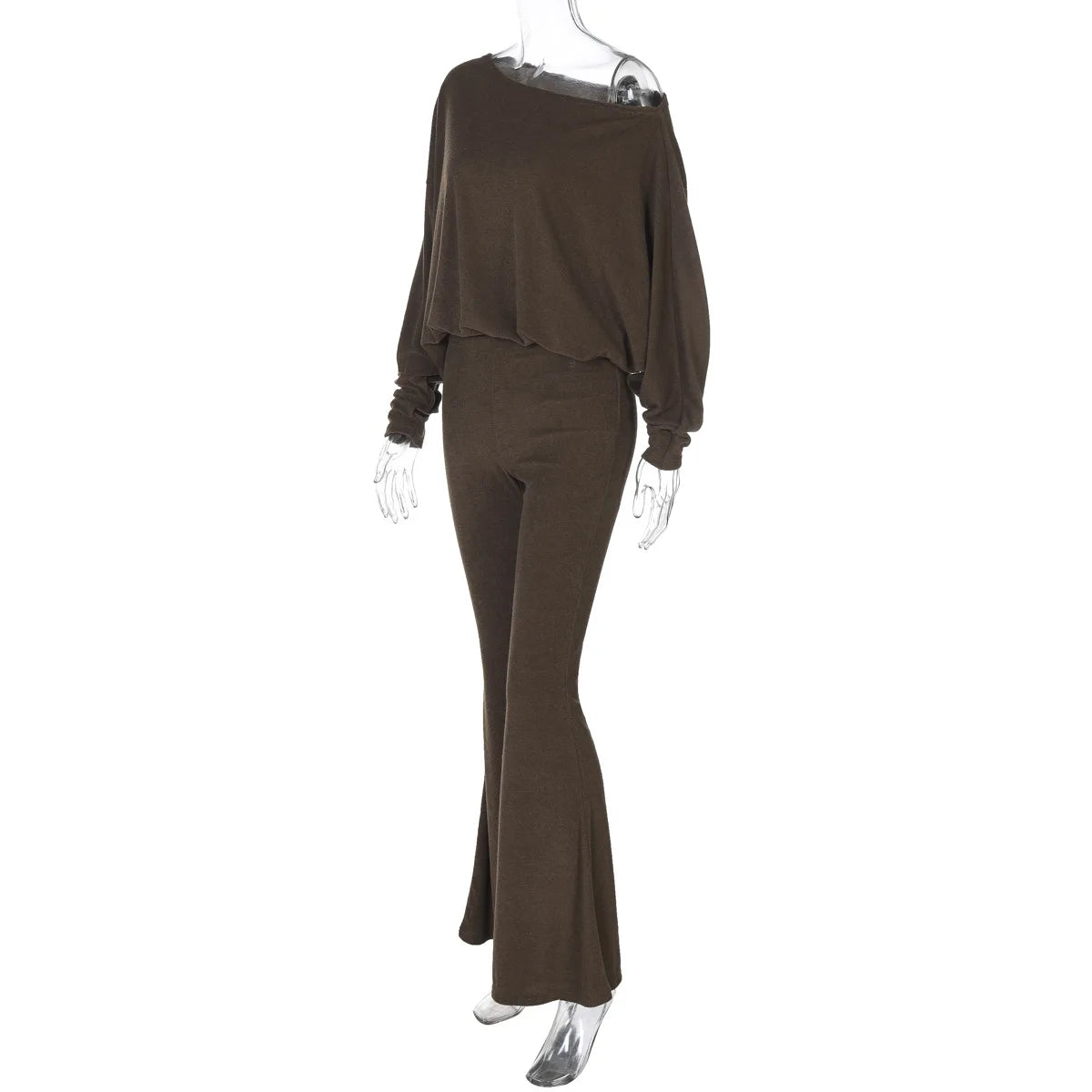 Elegant Fashion Outfits Two Piece Sets Asymmetrical Top and Flare Pant Casual Women Matching Sets Loungewear
