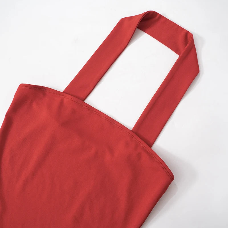 Halter Dresses - Sexy Halter Dress Women Sleeveless 2025 Summer Trend Skinny Solid Chic Birthday Party Clubwear Midnight Mini Bodycon