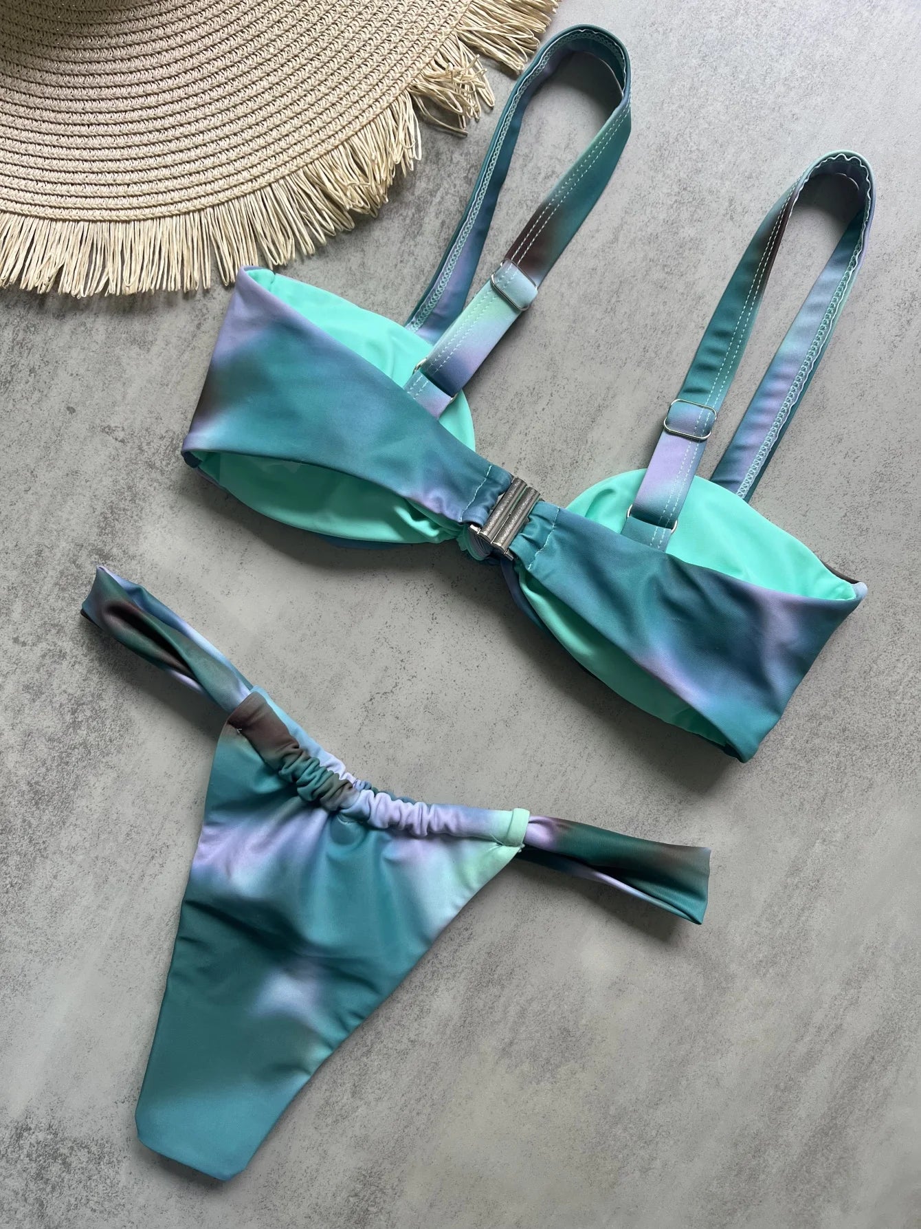 Swimwear - Sexy Tie Dye Printed High Cut Bikini Women Swimwear Female Swimsuit Two-pieces Bikini set Padded Bather Bathing Suit Swim