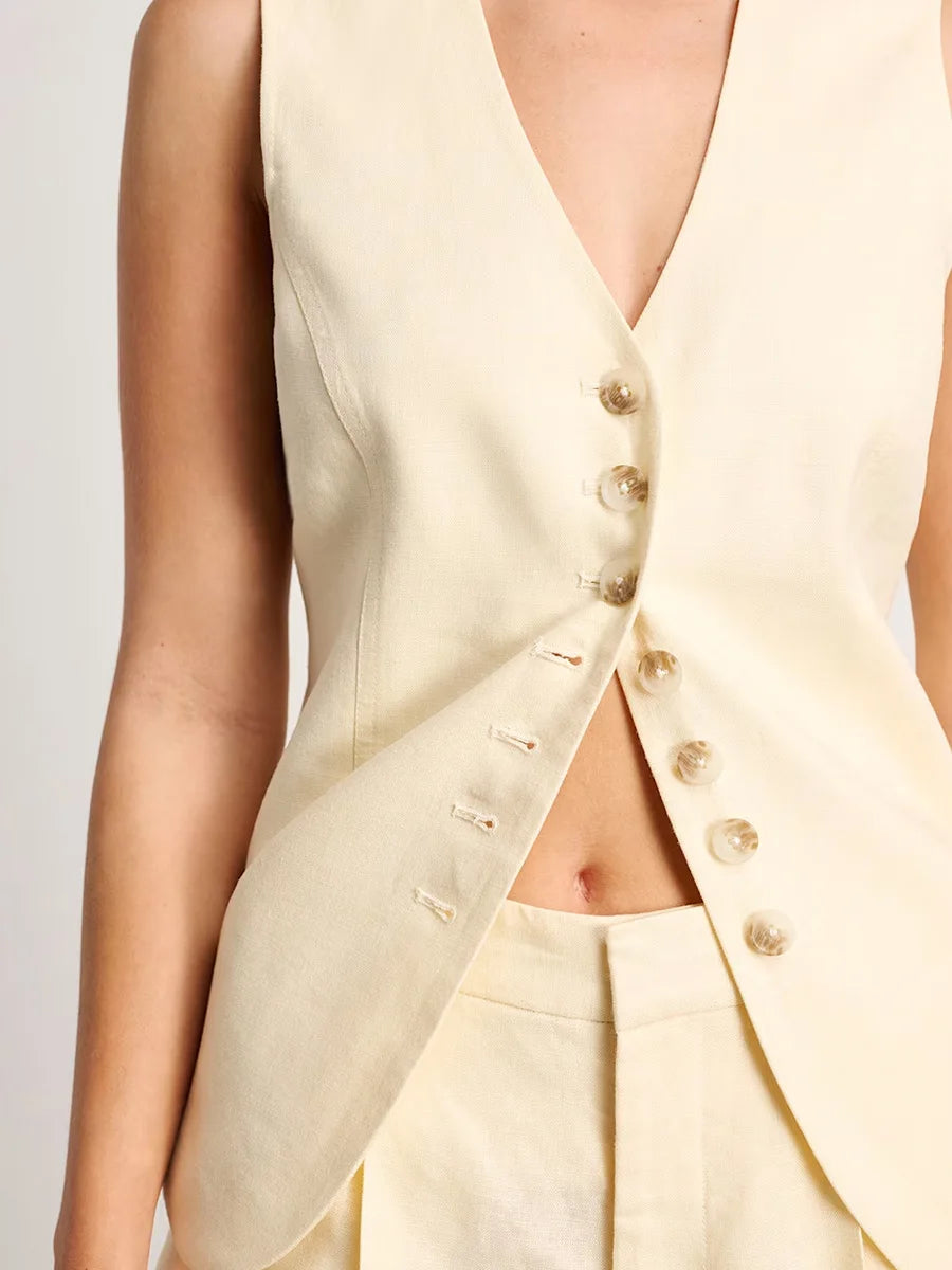 Shorts Sets - Cotton And linen Chic Casual Vest Shorts Set Women's Summer New Fashion Commuter Sleeveless Tank Top Shorts Suits