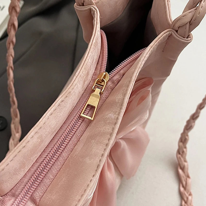 HandBags - Women's Shoulder Bag with Bows Versatile Casual Hand-held Tote Bag Women's Bag Simple Spacious Trendy Crossbody Bag Commuter Bag