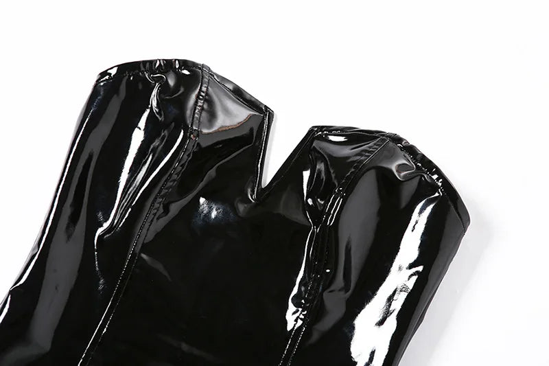 Bodysuits - Gothic PU Leather Bodysuit Strapless Bodysuit Club Backless Sexy Body Femme