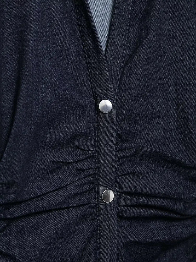 Buttoned Dresses - 2025 Spring Sleeveless Denim Midi Dress Women Button Long Dress Woman Dresses for Women Streetwear Basic Casual Dress