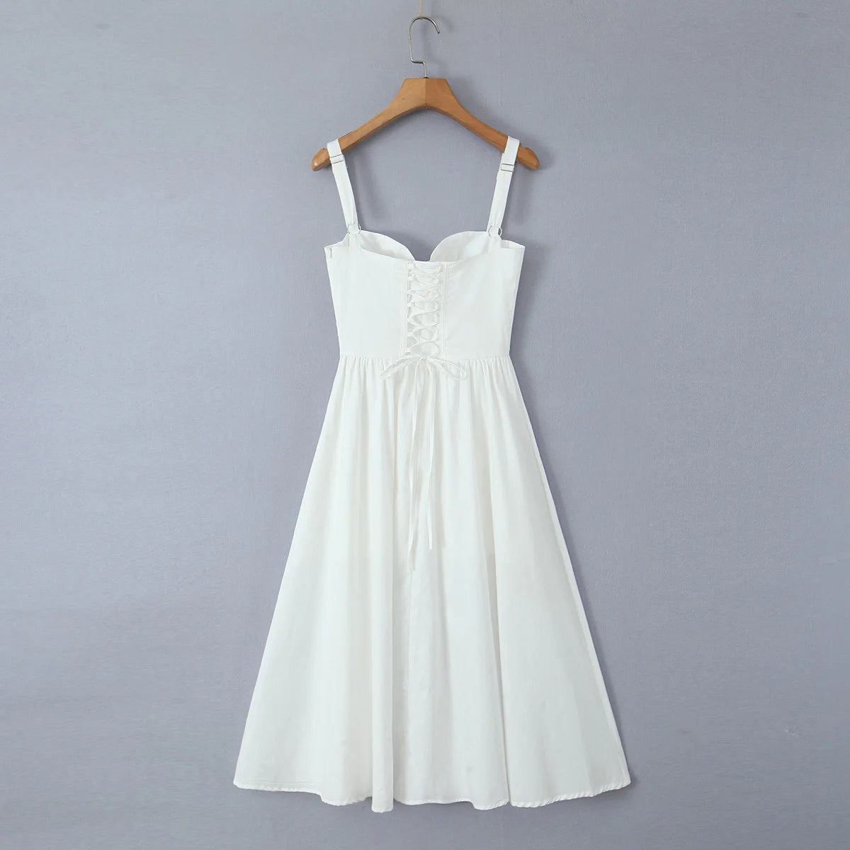 Midi Dresses - women's clothing French white waist slimming suspender dress female summer three-dimensional