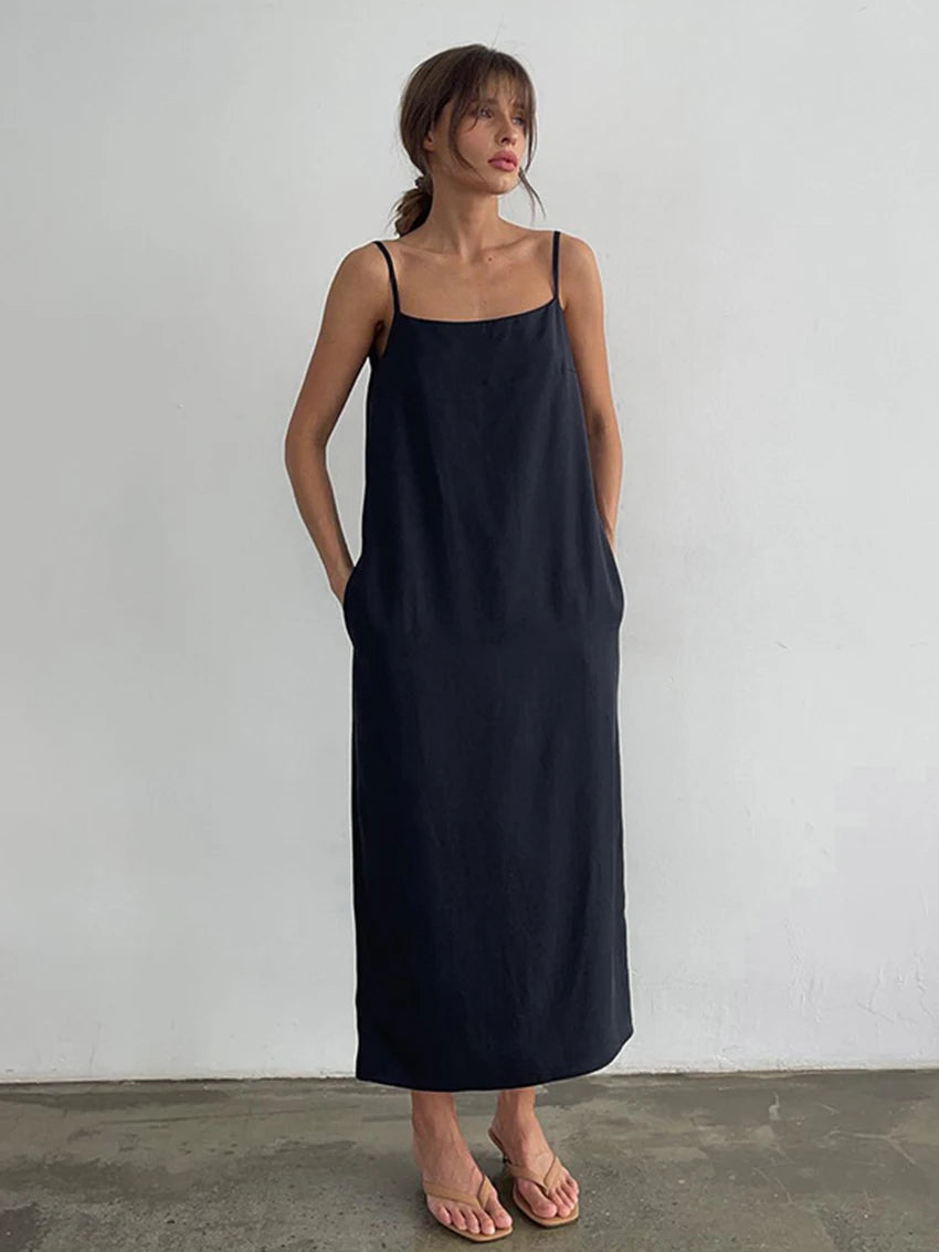 Casual Dresses - Casual Female Nightgowns Sexy Spaghetti Strap Sleepwear Backless Nightwear Ankle-Length Pajama Home Clothes For Women