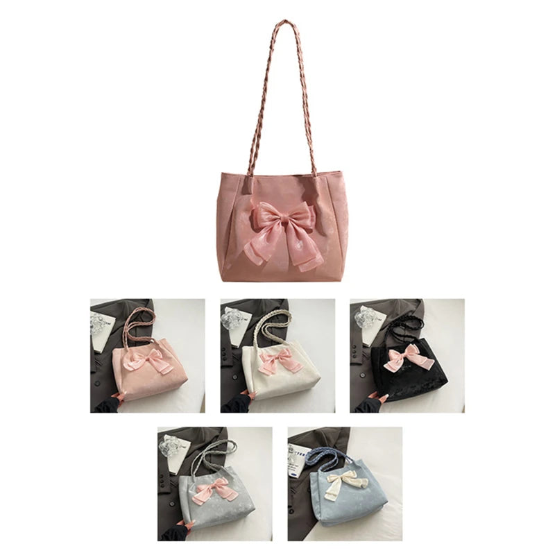 HandBags - Women's Shoulder Bag with Bows Versatile Casual Hand-held Tote Bag Women's Bag Simple Spacious Trendy Crossbody Bag Commuter Bag