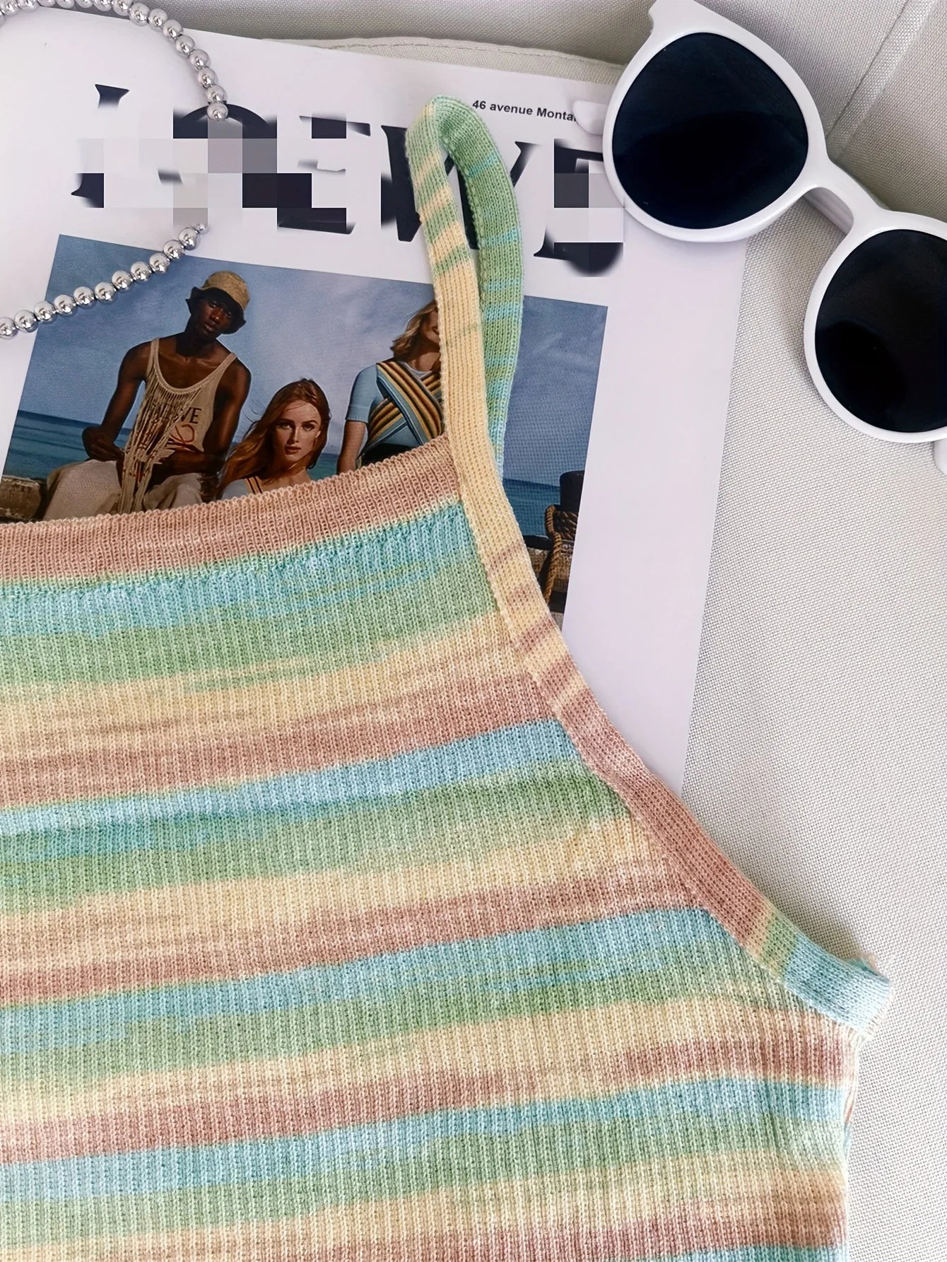 Knit Camis - 2024 Comfortable and Stylish Striped Ribbed Knit Cami Top for Women Sleeveless Square Neck Casual Top Rainbow Crop Top