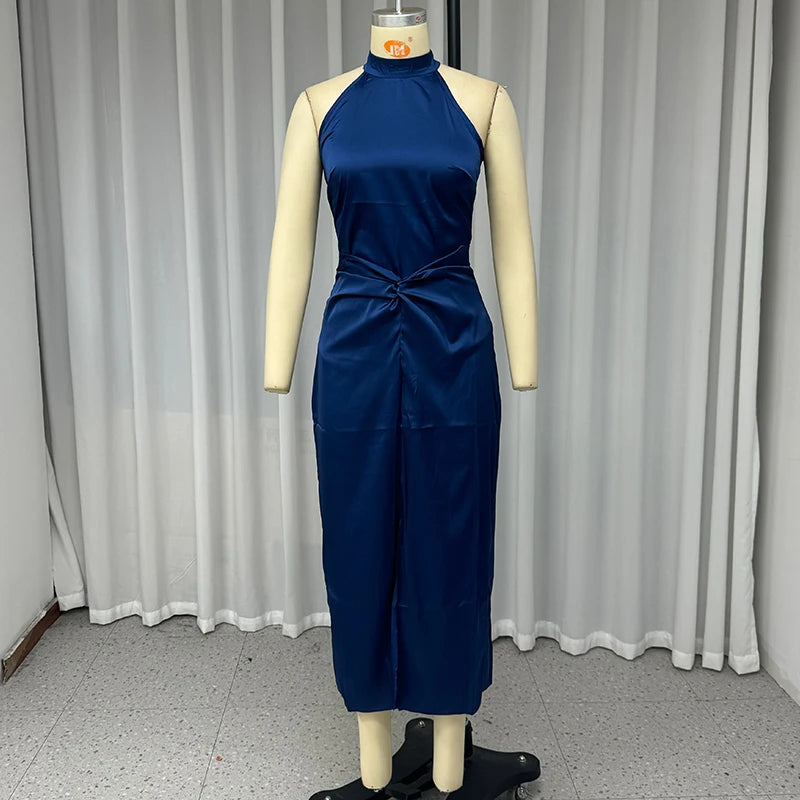 Skirts set - Piece Set Women Summer Elegant Fashion Solid Round Neck Sleeveless Top A Line Twisted Pleated Slit Slim Long Skirts Set