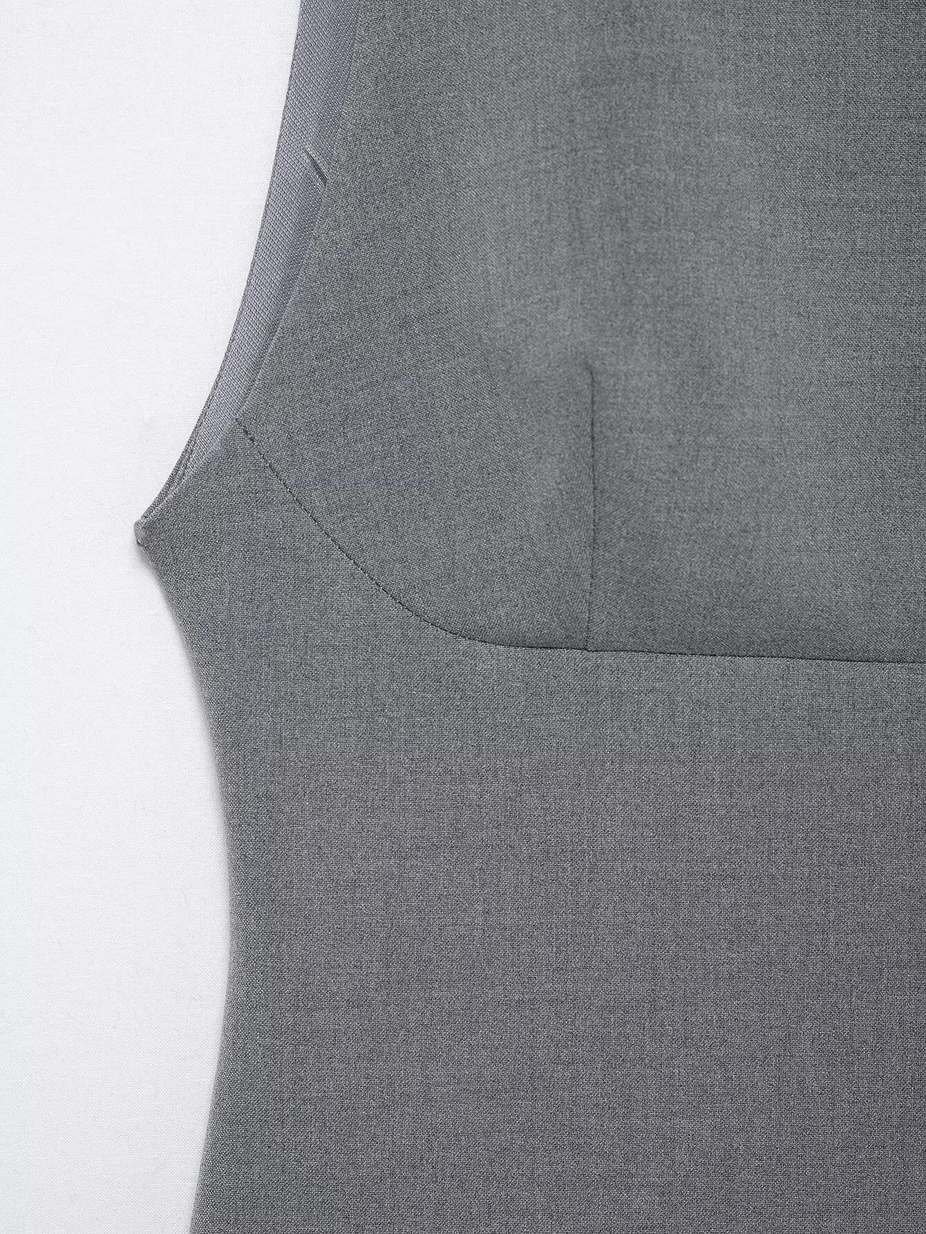 Business Casual Dresses - Women's High Street Sexy Dress Grey O-Neck Sleeveless Patchwork Decorate Zipper Female Summer Fashion Mini Dresses