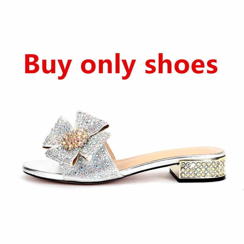 Shoes - New Ladies Rhinestone Clutch Flat Heel Diamond Evening Shoes and Bag suit Rhinestone Flat plus size Stone Slippers Size 34-44