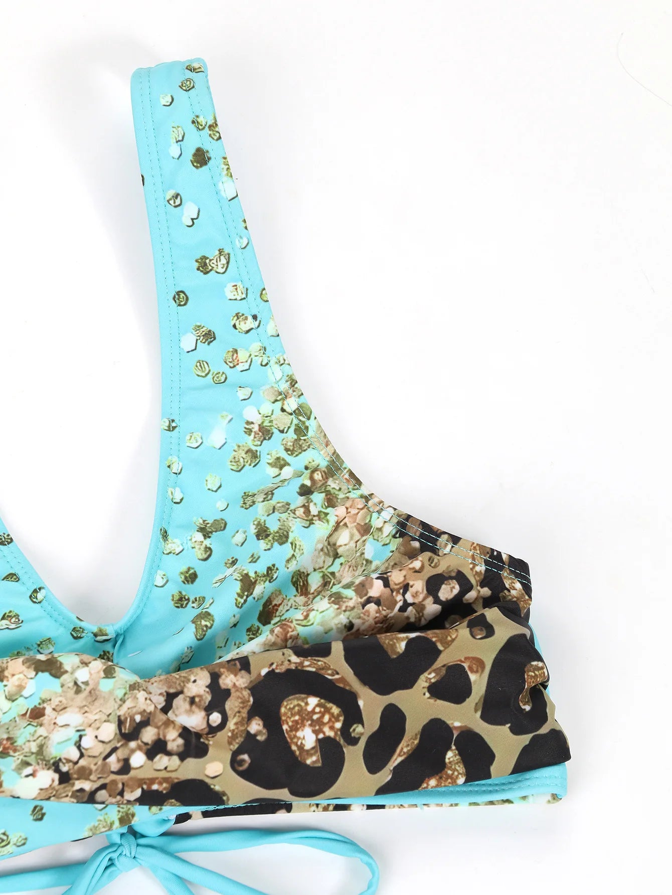 Swimwear - 2024 Drawstring V Neck High Waist Bikini Women Printed Swimwear Female Swimsuit Bathers Bathing Swimming Suit Beachwear Summer