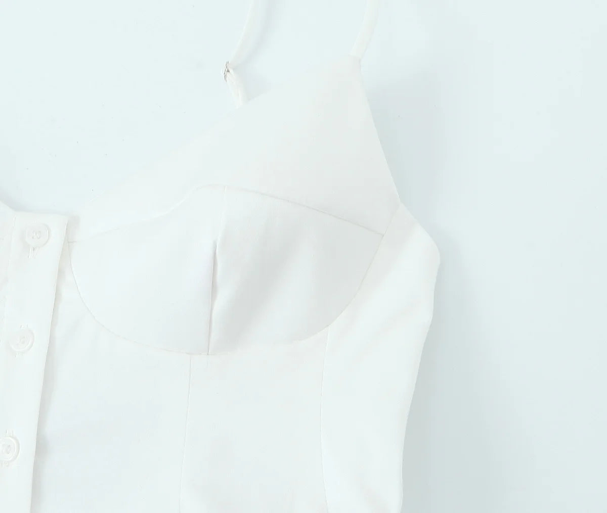 Cami Tops - Summer Women Striped Sleeveless V-Neck Mini Top Woman Slim High Street Short Dress Pleated Button Decoration Top