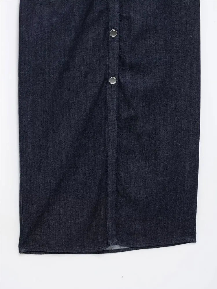 Buttoned Dresses - 2025 Spring Sleeveless Denim Midi Dress Women Button Long Dress Woman Dresses for Women Streetwear Basic Casual Dress