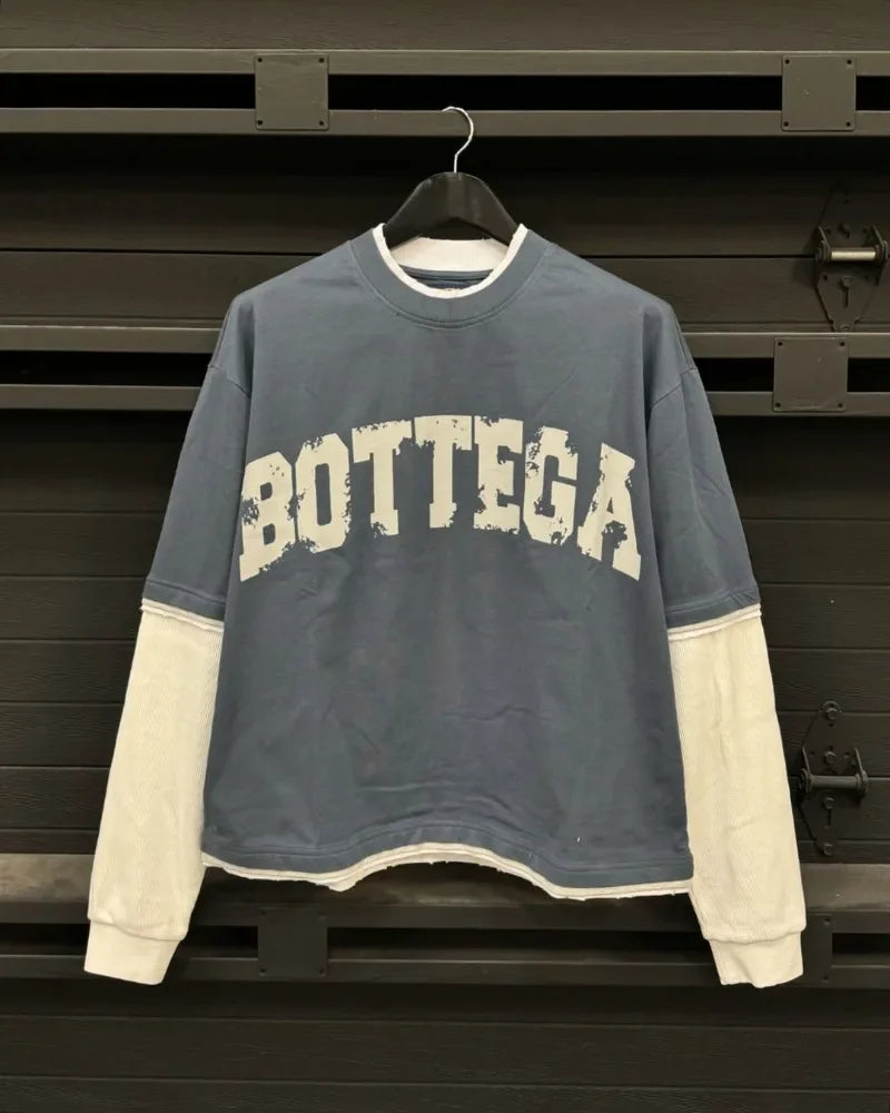 Men Pullovers - Street Fashion New Letter Printed Cotton Round Neck Long Sleeve T-shirt Men Y2k Trendy Brand Casual Loose Oversized Top Women