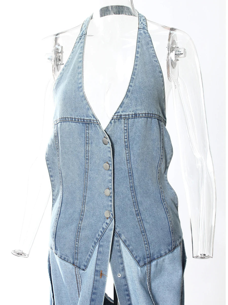 Denim Outfits - Loose Chic Jackets For Women Lapel Long Sleeve Streetwear Patchwork Pockets Coats Female Fashion Style New