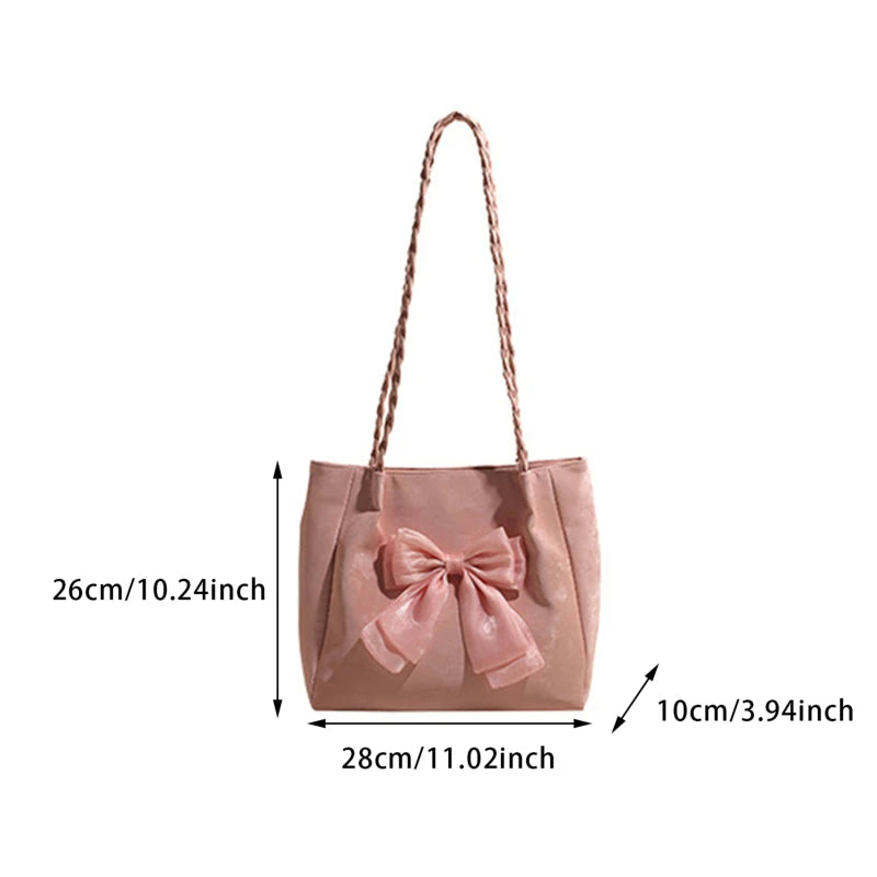 HandBags - Women's Shoulder Bag with Bows Versatile Casual Hand-held Tote Bag Women's Bag Simple Spacious Trendy Crossbody Bag Commuter Bag