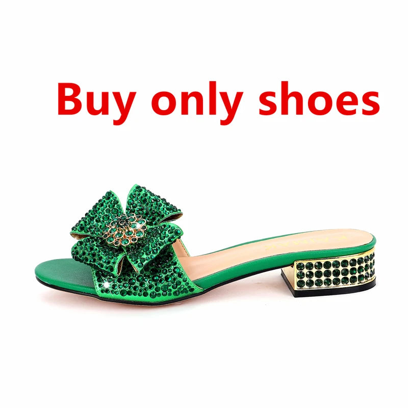 Shoes - New Ladies Rhinestone Clutch Flat Heel Diamond Evening Shoes and Bag suit Rhinestone Flat plus size Stone Slippers Size 34-44
