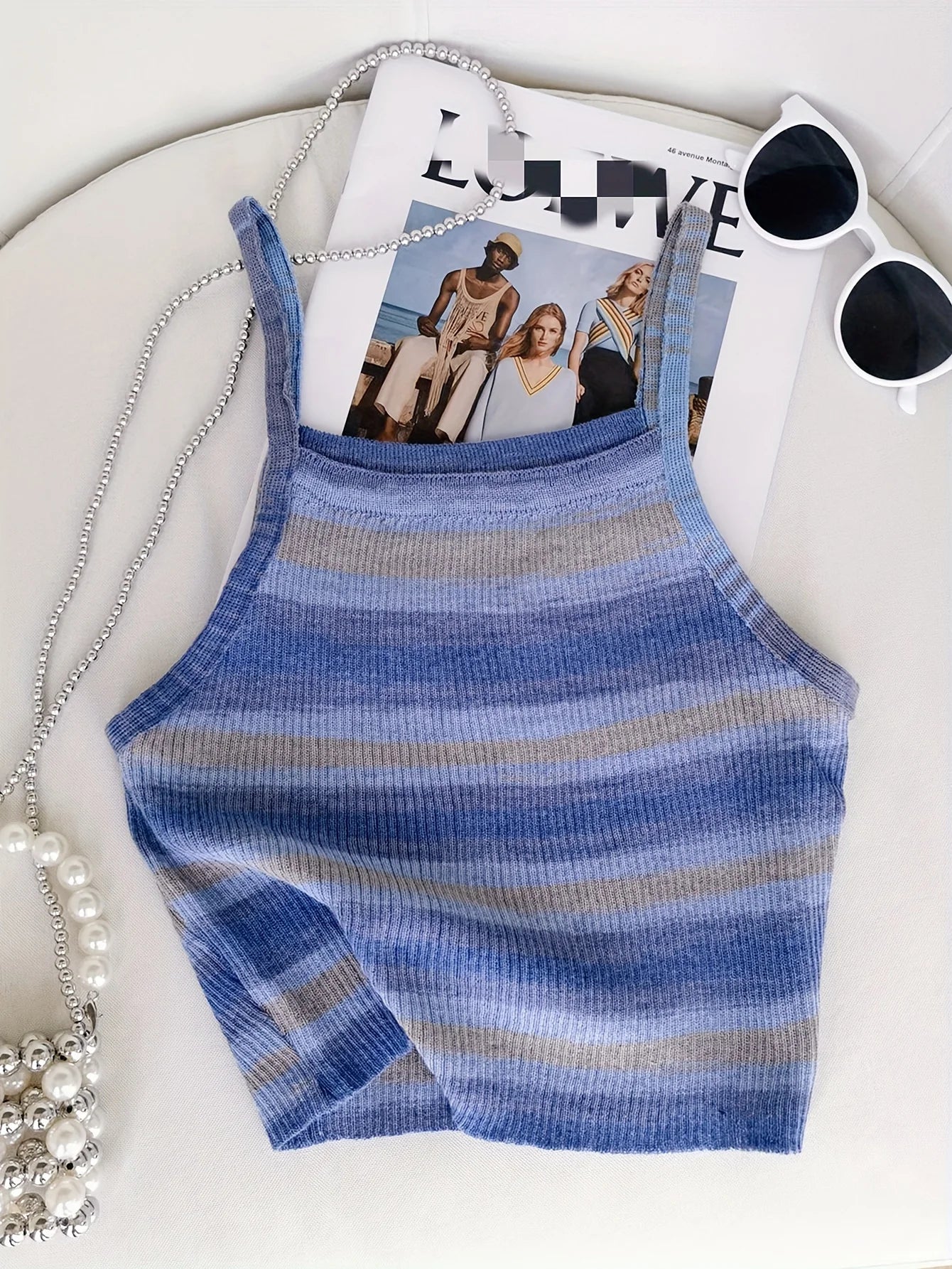 Knit Camis - 2024 Comfortable and Stylish Striped Ribbed Knit Cami Top for Women Sleeveless Square Neck Casual Top Rainbow Crop Top