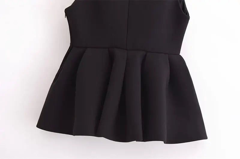 Peplum Tops - Elegant Women's Tops Tank Autumn 2024 Chic V-neck Party Tank Tops Women's Street Fashion Youth Joker Tops