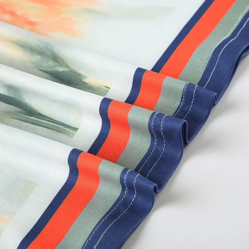 Skirt Sets - Print Floral Two Piece Sets Women Skirt Suit Spaghetti Strap Top Mini Skirt Sets Spring Slim Elegant Party Beachwear