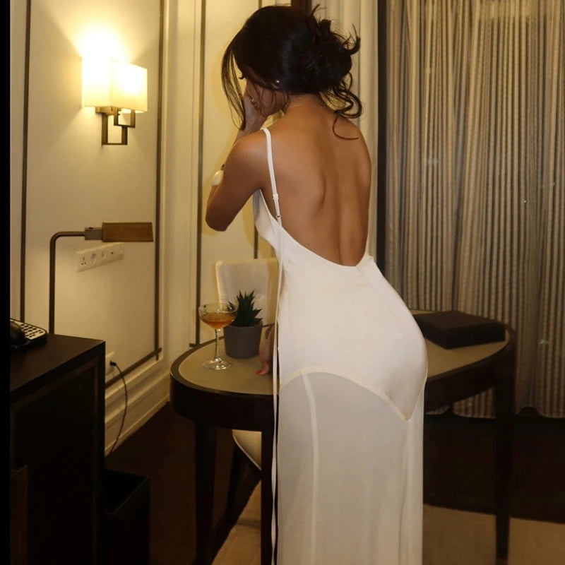 Elegant Dresses - Spaghetti Strap Strapless Sexy Maxi Dress For Women Gown Elegant Off-shoulder Backless High Waist Bodycon Long Dress