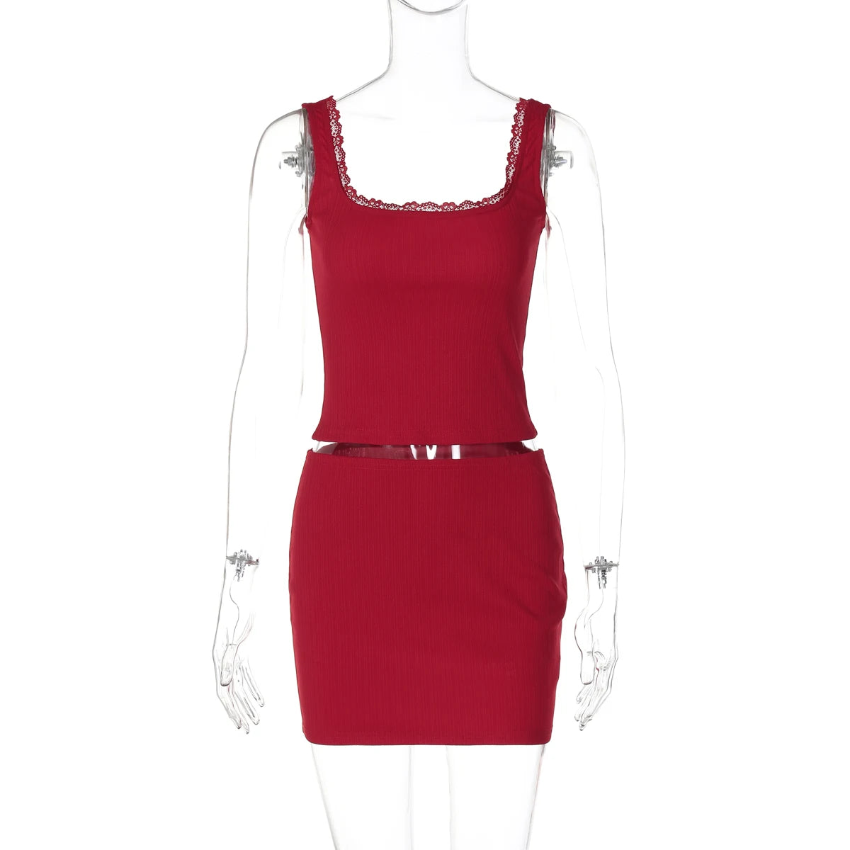 Skirts set - Women 2024 Summer Autumn Crop Tank Tops Mini Skirt Party Club Two Piece Set Outfit Basic Wholesale Items For Business