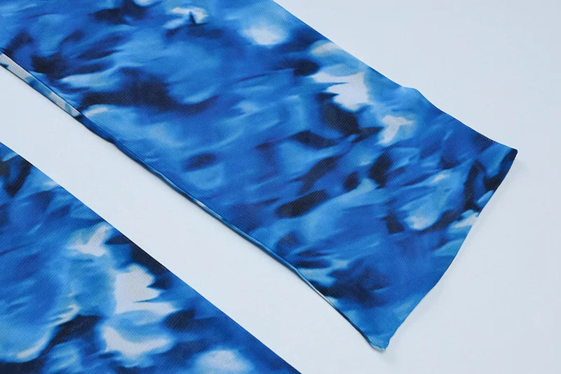 Elegant Dresses - Halter Backless Print Sexy Maxi Dress For Women Gown Elegant Blue Printed Lace-up Sleeveless Evening Long Dress