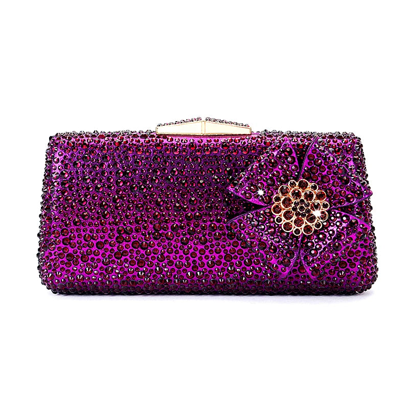 Shoes - New Ladies Rhinestone Clutch Flat Heel Diamond Evening Shoes and Bag suit Rhinestone Flat plus size Stone Slippers Size 34-44