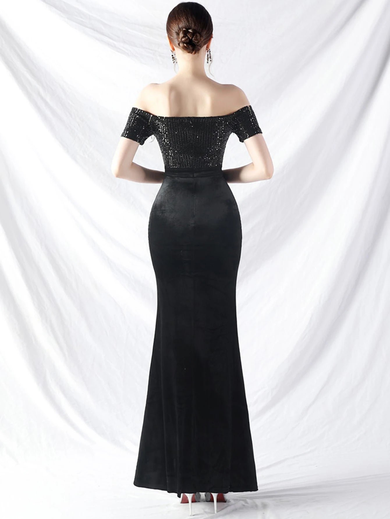 Elegant Dresses - Sexy elegant long wedding evening dresses for women luxury velvet birthday party dress woman maxi sequin summer dress vestidos