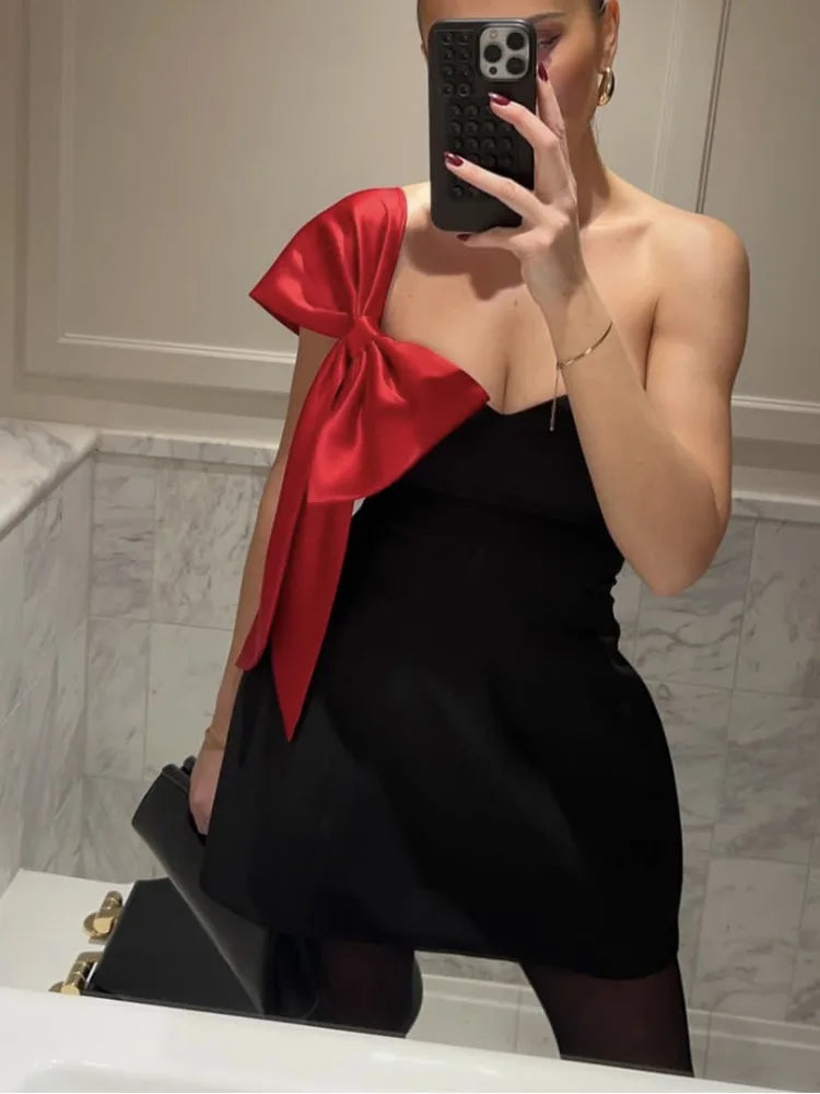 Party Dresses - Off-shoulder Bow Sleeve Sexy Mini Dress For Women Robe Fashion Strapless Backless Evening Club Party Dress Elegant