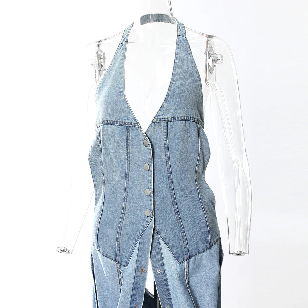 Denim Outfits - Loose Chic Jackets For Women Lapel Long Sleeve Streetwear Patchwork Pockets Coats Female Fashion Style New