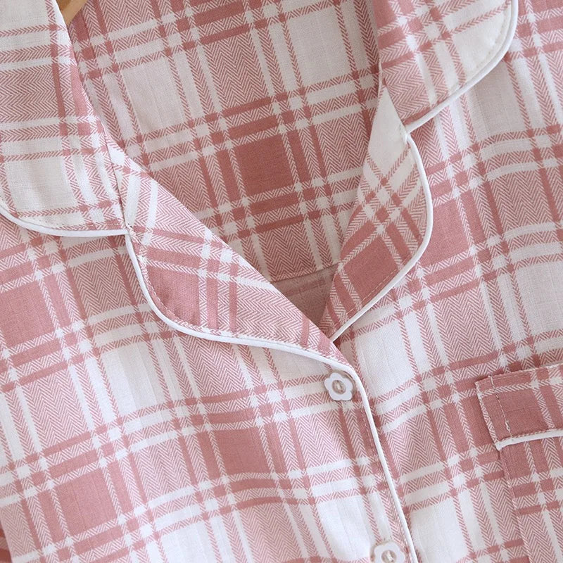 Pajamas - 100% Cotton Women's pajamas Summer Pajama Set Loose-fit Short Sleeve Shorts Trousers Three-piece Thin Homewear