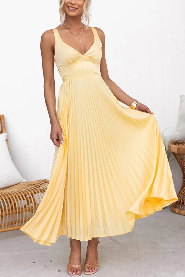 Elegant Dresses - Summer Fashion New Style Women's Elegant Strap Fold Style Loose Solid Color Vacation Style Banquet Style Women's Long Dress