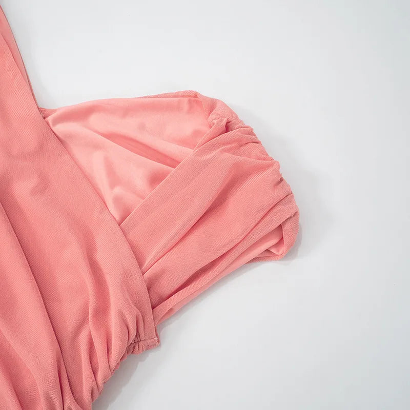 Elegant Dresses - Sexy Sleeveless Hollow Out Pleated Patchwork Maxi Dress For Women High Waist Off-shoulder Slim Club Party Long Dress