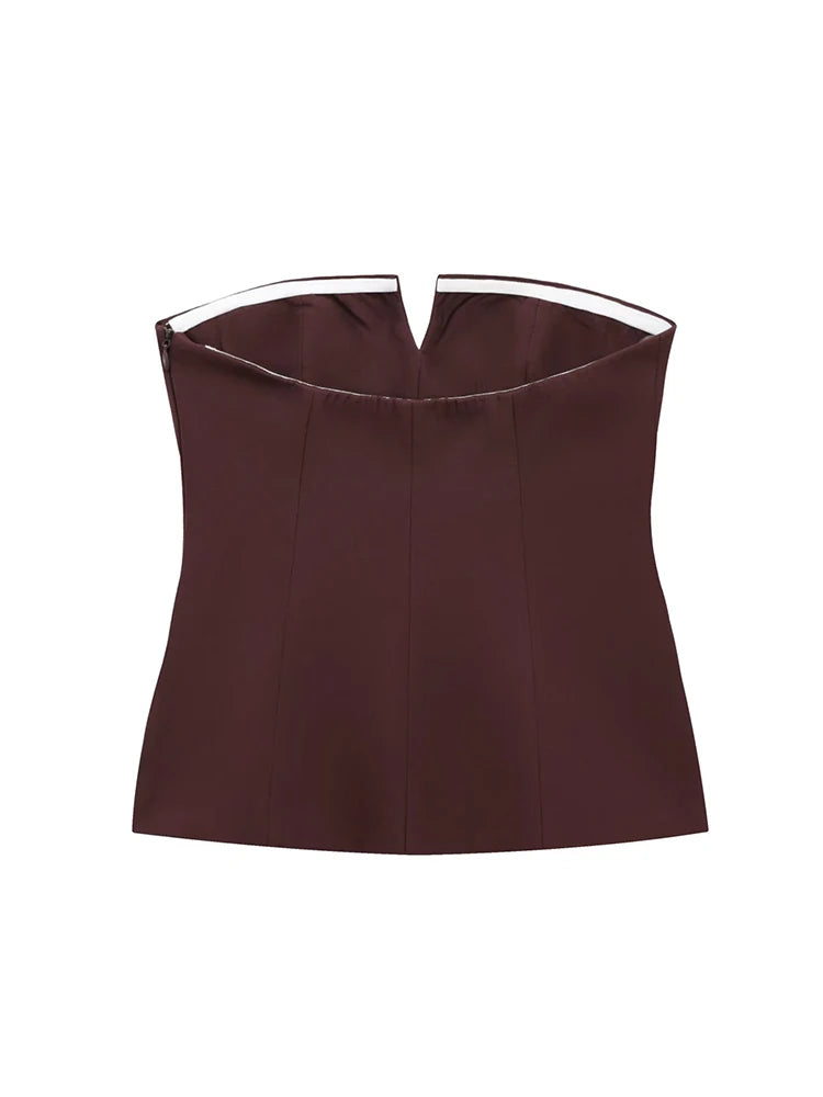 Strapless Tops - Spring Summer Women Strapless Crop 2025 Tops Basic Sleeveless Office Lady Tops Trend Street Classic Solid Tube Tops