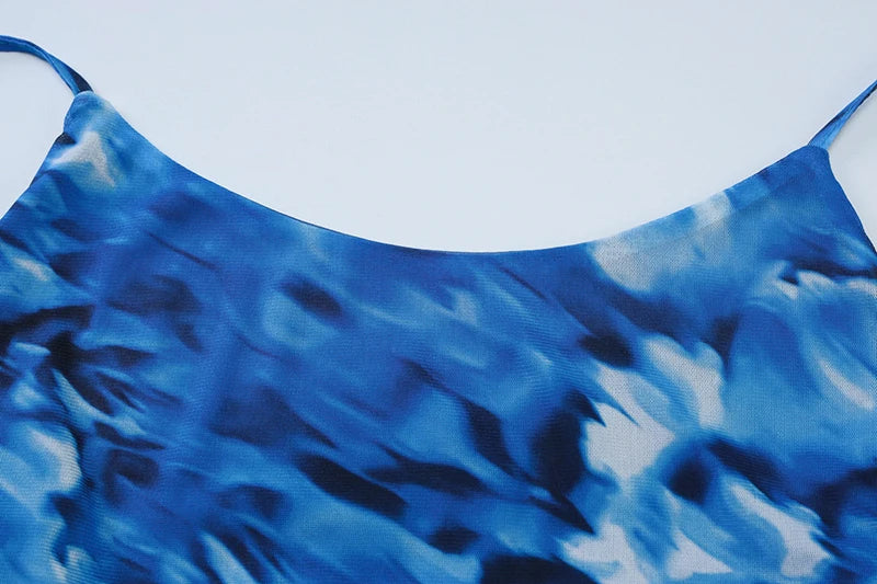 Elegant Dresses - Halter Backless Print Sexy Maxi Dress For Women Gown Elegant Blue Printed Lace-up Sleeveless Evening Long Dress