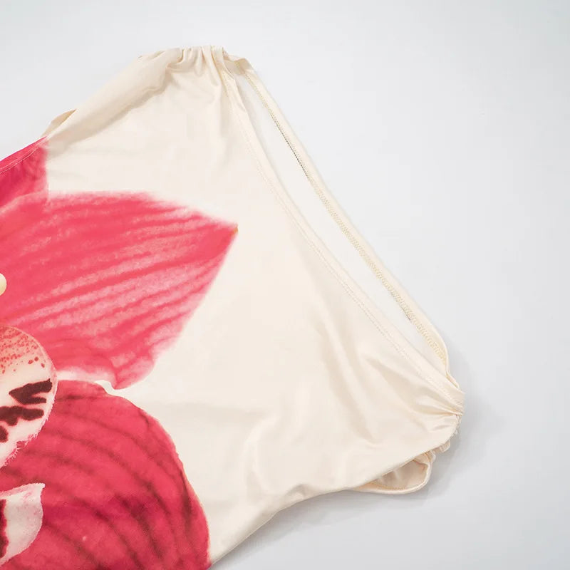 Off Shoulder Dresses - Skew Collar Ruffled Print Sexy Mini Dress For Women Off-shoulder Sleeveless Backless High Waist Printed Dress Vestido