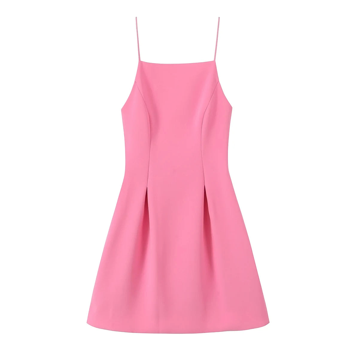 Casual Dresses - Sweet Romantic Chic Women Dress Solid Pink Pleated Sleeveless Mini Vestidos New Fashion 2025 Summer Vacation Date Dress