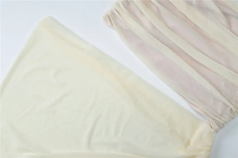 Party Dresses - Mesh Hollow Out Backless Sexy Maxi Dress For Women Fashion One Sleeveless See Through Ruched Bodycon Club Long Dress