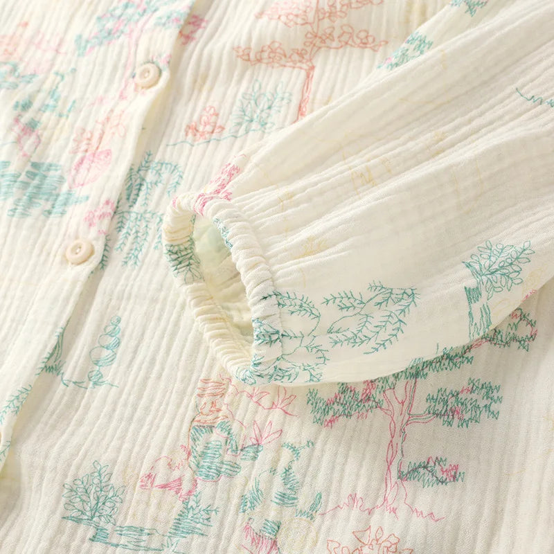 Pajamas - 2025 New Women's Sleepwear Long Sleeve V-neck High Aesthetic Value Cotton yarn Autumn/winter Home Clothes Suit